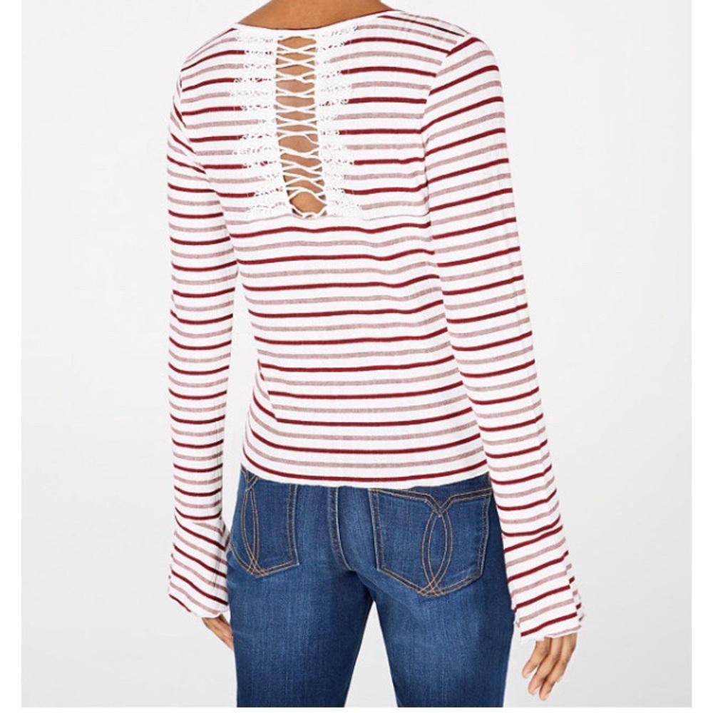 NWT American Rag Juniors Striped Bell Sleeve Shirt - Picture 2 of 2